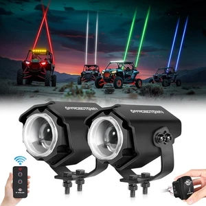 OFFROADTOWN Upgraded Lighted Whips RGBW Pods Switch & Remote Chase Light Antenna - Picture 1 of 8