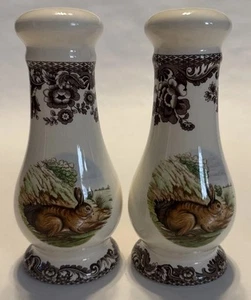 🐇Spode Woodland Salt Pepper Shakers Bunny Rabbit 6.5” Tall Unused - Picture 1 of 8