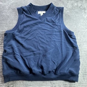 Vintage Consensus Golf Windbreaker V-Neck Vest Men's Size L 100% Poly Navy Blue - Picture 1 of 8