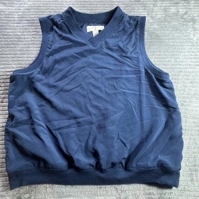 Vintage Consensus Golf Windbreaker V-Neck Vest Men's Size L 100% Poly Navy Blue - Image 1 of 4