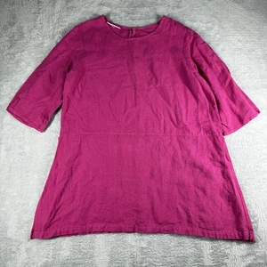 Bryn Walker Tunic Top Womens Large Pink Linen Made USA Minimalist Lagenlook - Picture 1 of 14
