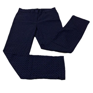 Mario Serrani 6 lila strukturierte geometrische Diamanten Mid Rise schmale gerade Hose - Bild 1 von 15