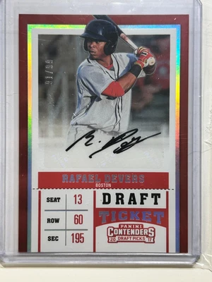 Boleto del draft Rafael Devers AUTO~RC #/99 Contenders 2017 autógrafo de novato Panini Foto 1 de 2