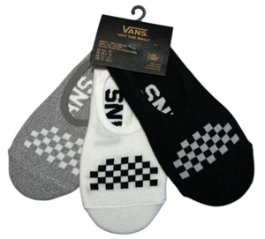 Vans Calze Donna 6,5-10 Fodera Check Confezione da 3 Super No Show Nero Grigio Bianco Preppy - Foto 1 di 6