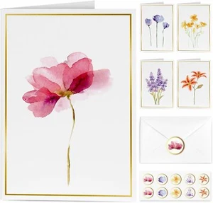 30 Pack Blank Greeting Cards with Envelopes, 5 Assorted Floral Designs - Picture 1 of 7