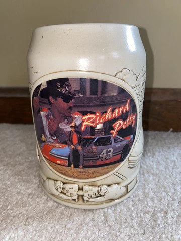 Vintage Embossed Richard Petty Collectible Beer Stein Mug Cover