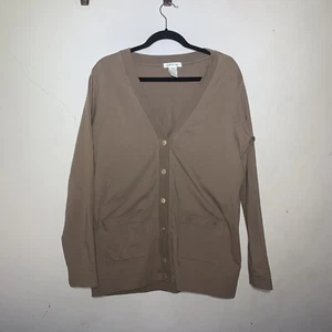 Orvis Womens Cardigan Brown Long Sleeve V Neck Cotton Lightweight - Picture 1 of 5