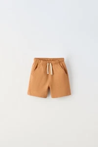 Zara Kids PLUSH SHORTS TRUE NEUTRALS In Orange Size 9 (134 cm) New - Picture 1 of 7