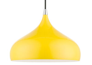 Livex Lighting 41172 Amador 12"W Pendant - Shiny Yellow / Polished Chrome