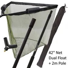 42" Inch Carp Fishing Landing Net and 2m Pole NGT Dual Net Floats 