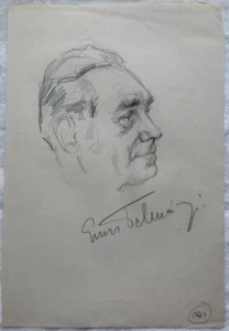 Werner Knoth Portrait 50er J. Original Zeichnungen signiert Unikat Einzelstück - Bild 1 von 2