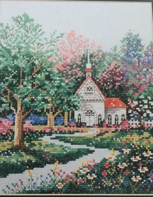 Country Cross Stitch Pattern Leaflet Victorian Springtime Chapel Cottage Buckley - Image 1 of 4