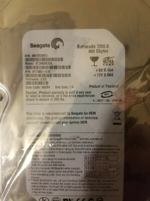 Seagate ST3400832A PN: 9Y7485-510 FW 3.03 TK ATA 3.5" 400GB HD DC 06294 - Image 1 of 2