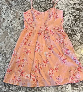 10 Damen LC Lauren Conrad rosa Blumen Sommer Midikleid Strand Freizeit Ärmel - Bild 1 von 11