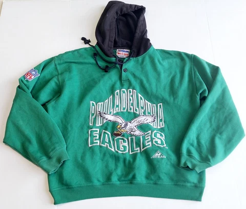 Vtg Philadelphia Eagles Hoodie Large Pro Line Apex One Kelly Green Sweater Mens Cover