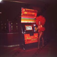 1980's Las Vegas Showgirl with slot machine   2" Transparency  Y7v1