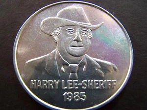 1985 SHERIFF HARRY LEE Plain Aluminum Mardi Gras Doubloon - Picture 1 of 2
