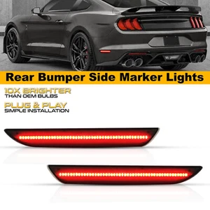 2X For 2015-2022 Ford Mustang Rear LED Side Marker Lights Smoked Lens Housing - Picture 1 of 11