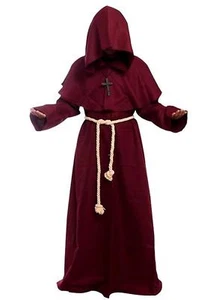 Friar Medieval Hooded Monk Renaissance Priest Robe Costume Cosplay - Picture 1 of 6