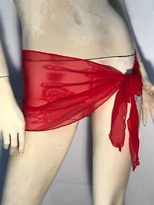 Stretch Mesh Tie Sarong Mini Swimwear Cover Beach Resort Skirt~CHERRY RED~Custom - Picture 1 of 7