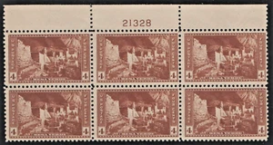 Sc# 743 Mesa Verde National Park Issue Top Plate Block (6) MNH - Picture 1 of 2