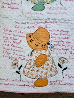 VTG 1934 Sun Bonnet Baby Quilt Appliqué Embroidery RIFFLE AID Dated Provenance - Image 1 of 4