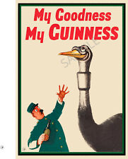 Vintage Poster GUINNESS Ostrich Beer Drink Advertisment Sign PRINT Bar Pub A3 A4