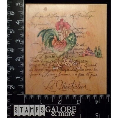 Stamps Happen Rubber Stamps 80190 LE CHANTICLEER BOTANICAL WORDS CHICKEN #821 - Изображение 1 из 2