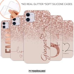 PERSONALISIERTE INITIALEN NAME SILIKON HANDY HÜLLE ABDECKUNG FÜR APPLE IPHONE 11 7 8 XS - Bild 1 von 25