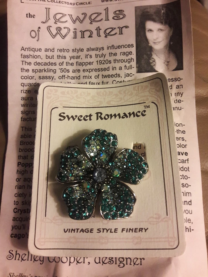 Sweet Romance Crystal Pin Brooch New  - Image 1 of 4