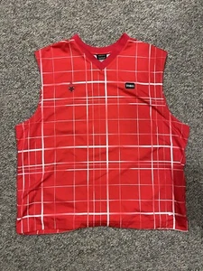 Vintage Men’s Nike Golf Red With White Windowpane Check Vest - Size XL - Picture 1 of 6