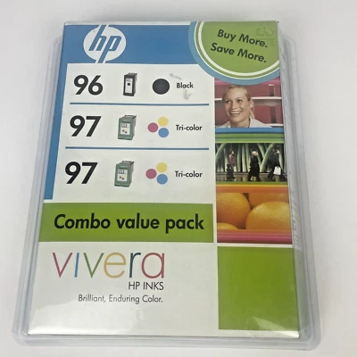 Paquete de tinta HP Vivera 96 97 Tri-Value 1 negra 2 tricolor sellada caducidad 2010 Foto 1 de 4