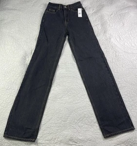 Jeans boyfriend PacSun anni 90 lavaggio scuro taglia 22 denim rigido vita alta nuovo con etichette - Foto 1 di 14