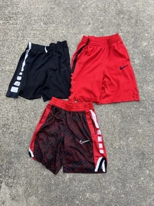 Lot Of 3 Pairs Of Youth Boys Nike Dri Fit Basketball Shorts Red / Black M-L - Picture 1 of 19