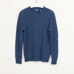 Polo Ralph Lauren Men Cashmere Cable Knit Crewneck Sweater Navy Heather Size S - Picture 1 of 7