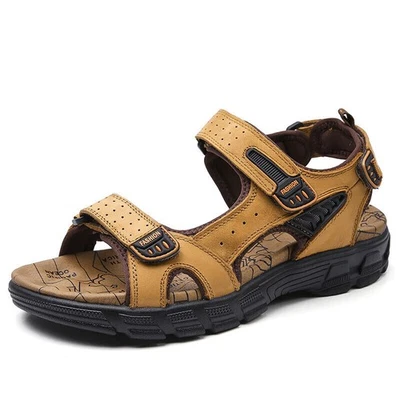 MARKENLOS Neu Herren Sandalen Sommer Trekkingsandalen Leder Freizeit Outdoor Sport DHL