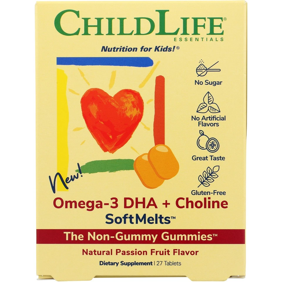 Childlife Essentials Omega-3 Dha Colina Softmelts Para Niños Fruta de la Pasión 27 Tab Foto 1 de 1