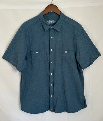 Vineyard Vines On The Go Performance OTG 男式大号蓝色 S/S 泡泡纱衬衫 — 第 1/3 张图片