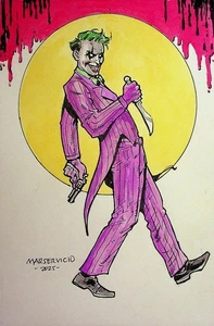 THE JOKER Batman Mars Servicio SIGNED Hand-Painted Convention DC Comics Art - Picture 1 of 2
