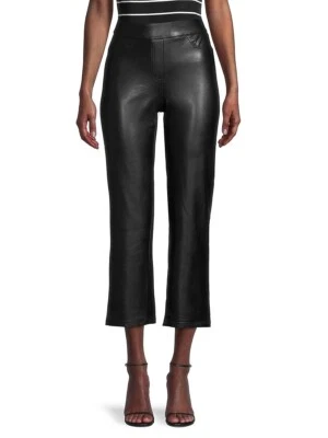 Calça feminina skinny-leg elástica cintura média revestida preta US$ 49 Bar III tamanho M - Imagem 1 de 3