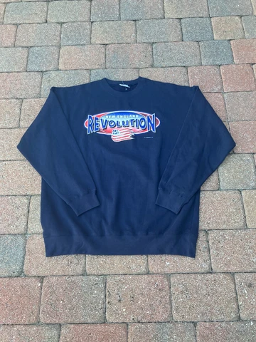 VINTAGE New England Revolution Sweatshirt Adult 2XL Blue MLS Soccer Crewneck Cover