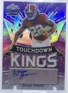 💥2021 NAJEE HARRIS AUTO💥LEAF METAL DRAFT TOUCHDOWN KINGS💥STEELERS LE #16/25🔥 - Picture 1 of 2