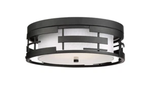 LANSING 3 LIGHT FLUSHMOUNT IN TEXTURED BLACK - Picture 1 of 1