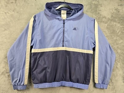 Adidas Track куртка 1/4 молнии толстовка с капюшоном ветровка сетки с подкладкой логотип с надписью M * читать - Изображение 1 из 4