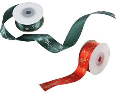 Andiker Christmas Ribbons for Gift Wrapping 2 Rolls 20 Yards 1 Inch Red and G... - Image 1 of 4