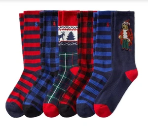 Polo Ralph Lauren Para hombres Calcetines Invierno Ártico Polo Oso Crew Paquete de 6 - Imagen 1 de 3