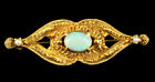 Antico Victorian 14K Oro Etrusco X Blu Verde Fuoco Au Opale Semi Perle Pin 3.8Cm