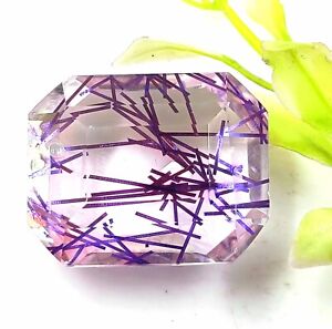 Top Quality Emerald Cut 60-65 Carat Certified Purple Quartz Transparent Gems DKY