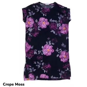 Abito T-Shirt Small Chelsea LuLaRoe ~ VIOLA FLOREALE su Nero ~ Taglie 4-6; Nuovo con etichette - Foto 1 di 5