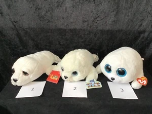 Robbe,Heuler, weiß,Kunststoff-Augen,Glitzer, Plüschtier,Plüschfigur,weiß,klein - Bild 1 von 7